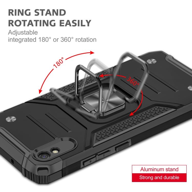 For Xiaomi Redmi 9A Magnetic Armor Shockproof TPU + PC Case with Metal Ring Holder