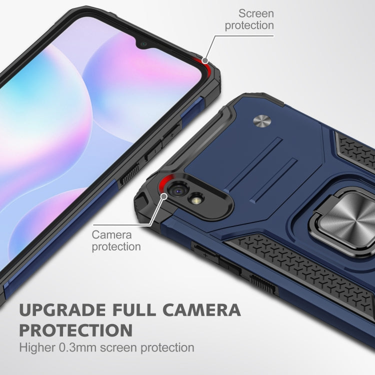 For Xiaomi Redmi 9A Magnetic Armor Shockproof TPU + PC Case with Metal Ring Holder