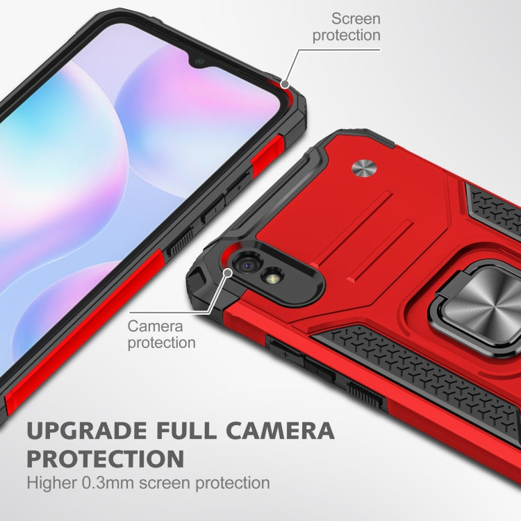 For Xiaomi Redmi 9A Magnetic Armor Shockproof TPU + PC Case with Metal Ring Holder