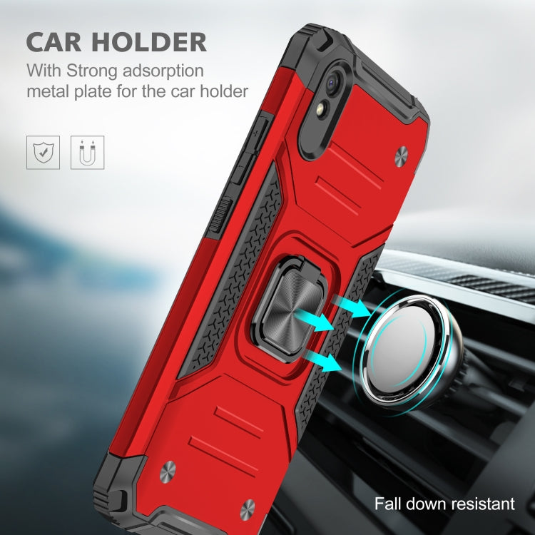 For Xiaomi Redmi 9A Magnetic Armor Shockproof TPU + PC Case with Metal Ring Holder