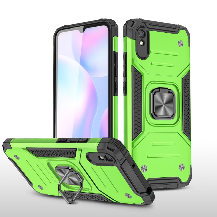 For Xiaomi Redmi 9A Magnetic Armor Shockproof TPU + PC Case with Metal Ring Holder