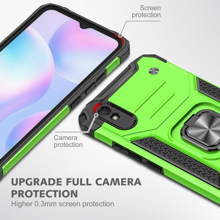 For Xiaomi Redmi 9A Magnetic Armor Shockproof TPU + PC Case with Metal Ring Holder
