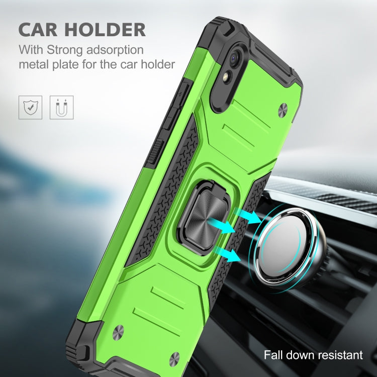 For Xiaomi Redmi 9A Magnetic Armor Shockproof TPU + PC Case with Metal Ring Holder