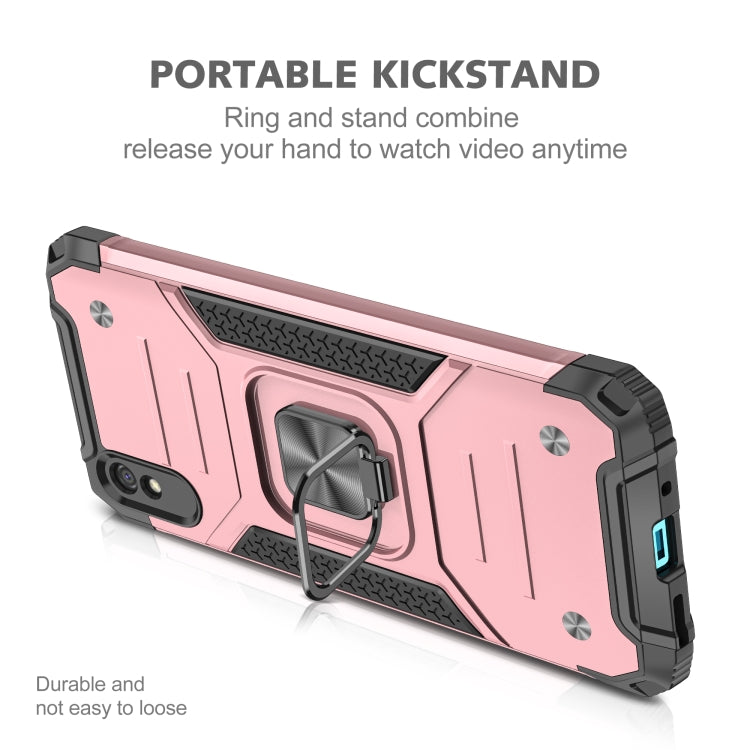 For Xiaomi Redmi 9A Magnetic Armor Shockproof TPU + PC Case with Metal Ring Holder