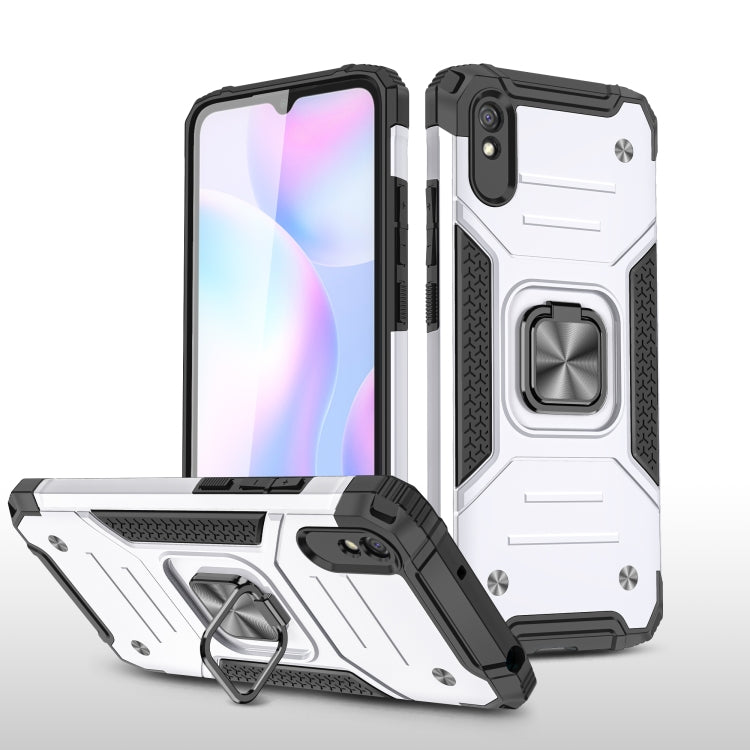 For Xiaomi Redmi 9A Magnetic Armor Shockproof TPU + PC Case with Metal Ring Holder