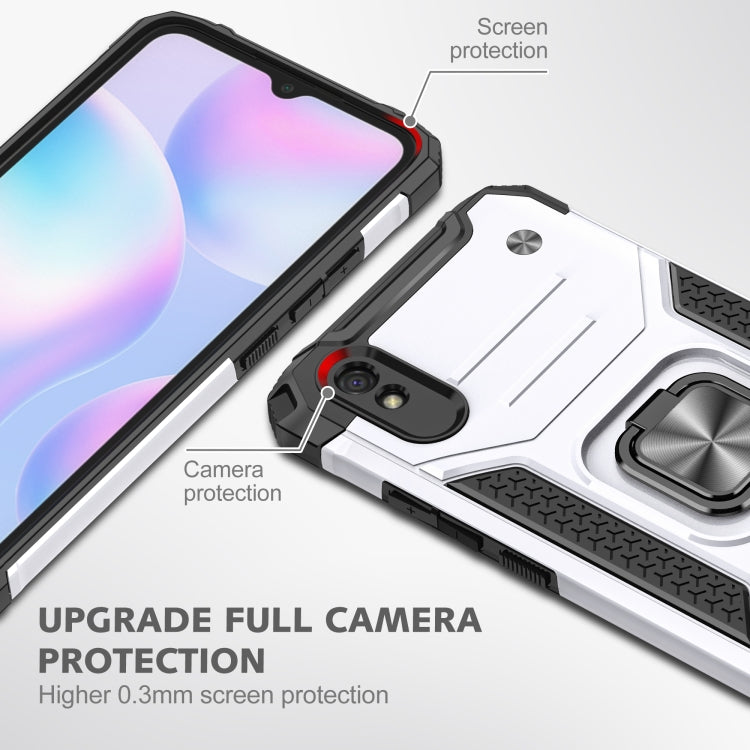 For Xiaomi Redmi 9A Magnetic Armor Shockproof TPU + PC Case with Metal Ring Holder