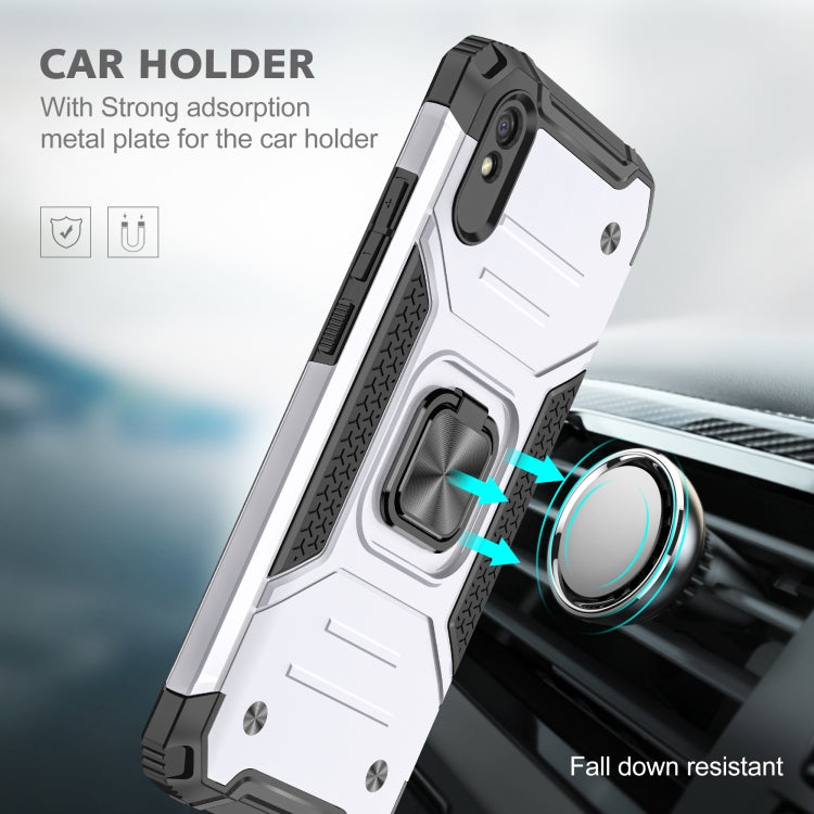 For Xiaomi Redmi 9A Magnetic Armor Shockproof TPU + PC Case with Metal Ring Holder