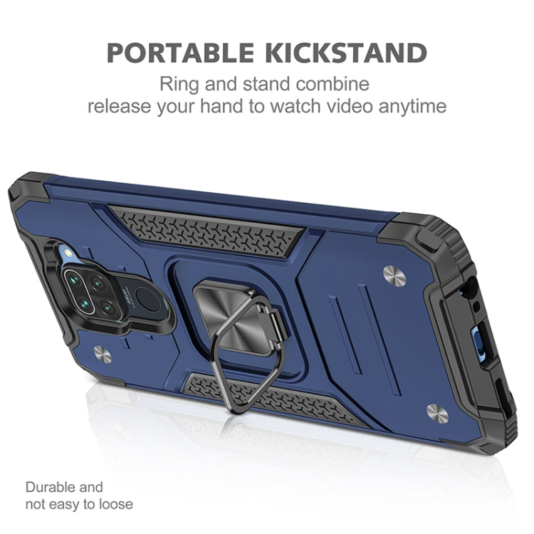 For Xiaomi Redmi Note 9 Magnetic Armor Shockproof TPU + PC Case with Metal Ring Holder