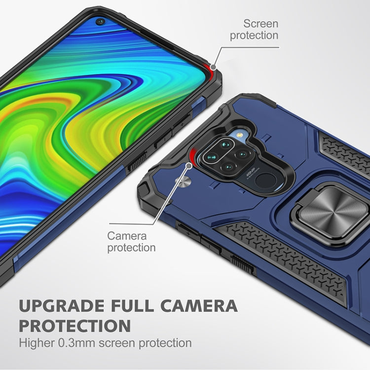 For Xiaomi Redmi Note 9 Magnetic Armor Shockproof TPU + PC Case with Metal Ring Holder