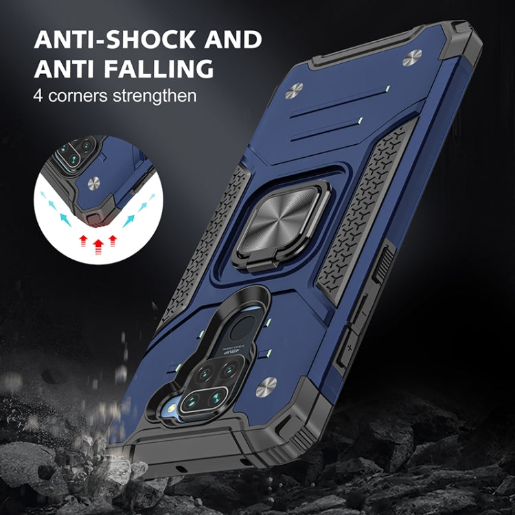 For Xiaomi Redmi Note 9 Magnetic Armor Shockproof TPU + PC Case with Metal Ring Holder