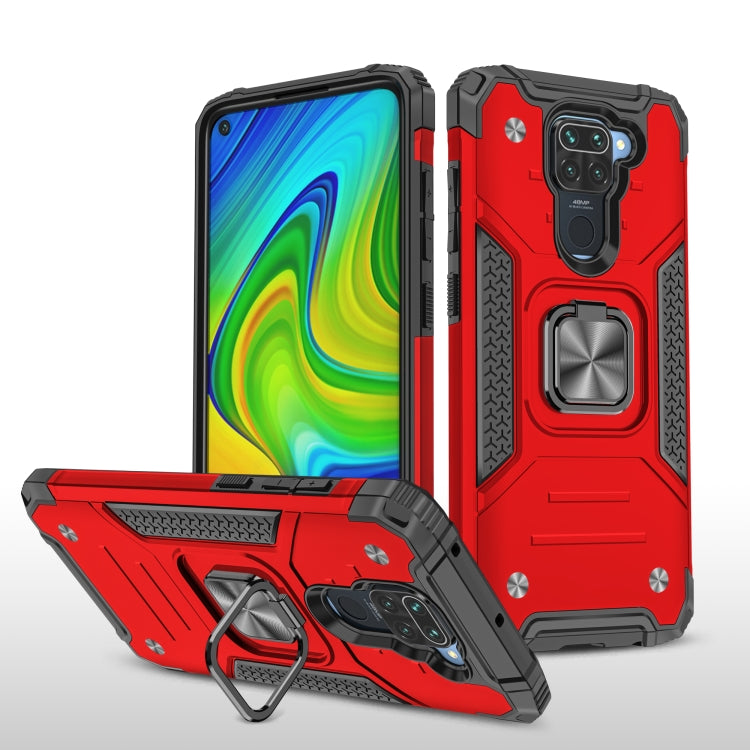 For Xiaomi Redmi Note 9 Magnetic Armor Shockproof TPU + PC Case with Metal Ring Holder