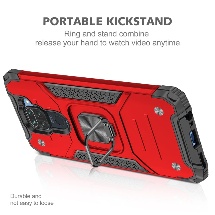 For Xiaomi Redmi Note 9 Magnetic Armor Shockproof TPU + PC Case with Metal Ring Holder