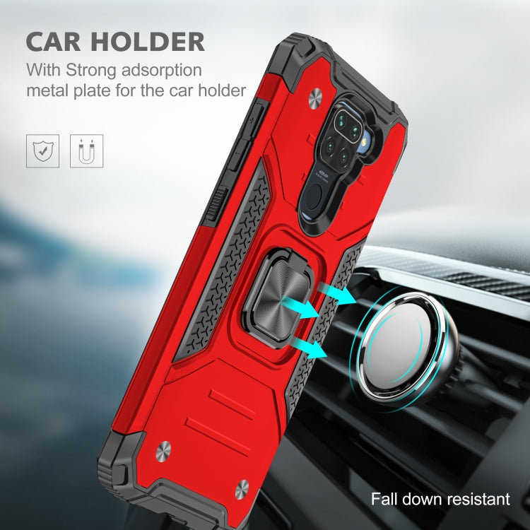 For Xiaomi Redmi Note 9 Magnetic Armor Shockproof TPU + PC Case with Metal Ring Holder