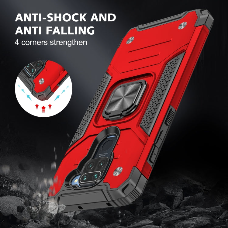 For Xiaomi Redmi Note 9 Magnetic Armor Shockproof TPU + PC Case with Metal Ring Holder