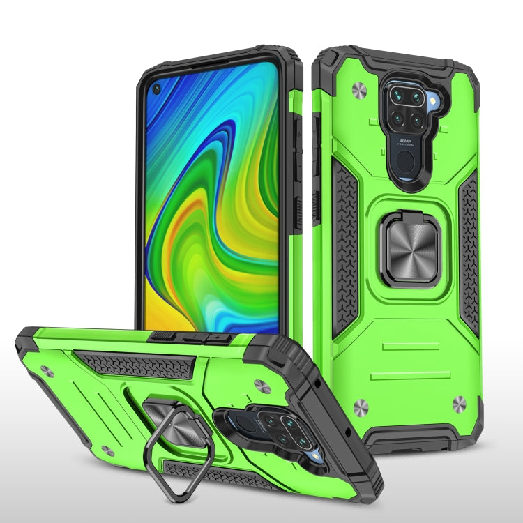 For Xiaomi Redmi Note 9 Magnetic Armor Shockproof TPU + PC Case with Metal Ring Holder