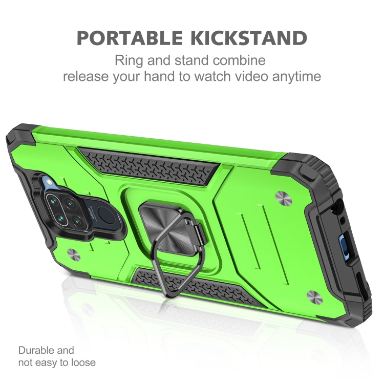 For Xiaomi Redmi Note 9 Magnetic Armor Shockproof TPU + PC Case with Metal Ring Holder