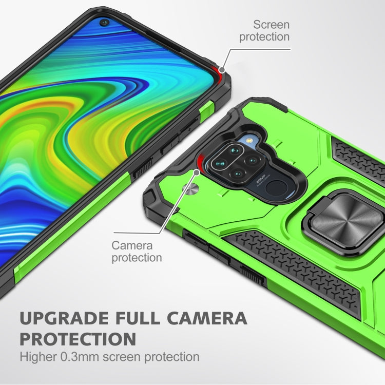 For Xiaomi Redmi Note 9 Magnetic Armor Shockproof TPU + PC Case with Metal Ring Holder