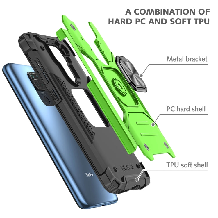 For Xiaomi Redmi Note 9 Magnetic Armor Shockproof TPU + PC Case with Metal Ring Holder