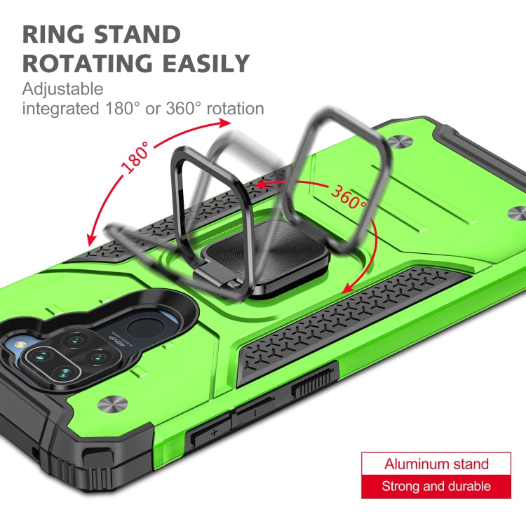 For Xiaomi Redmi Note 9 Magnetic Armor Shockproof TPU + PC Case with Metal Ring Holder