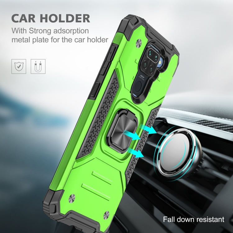 For Xiaomi Redmi Note 9 Magnetic Armor Shockproof TPU + PC Case with Metal Ring Holder