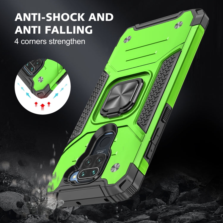 For Xiaomi Redmi Note 9 Magnetic Armor Shockproof TPU + PC Case with Metal Ring Holder
