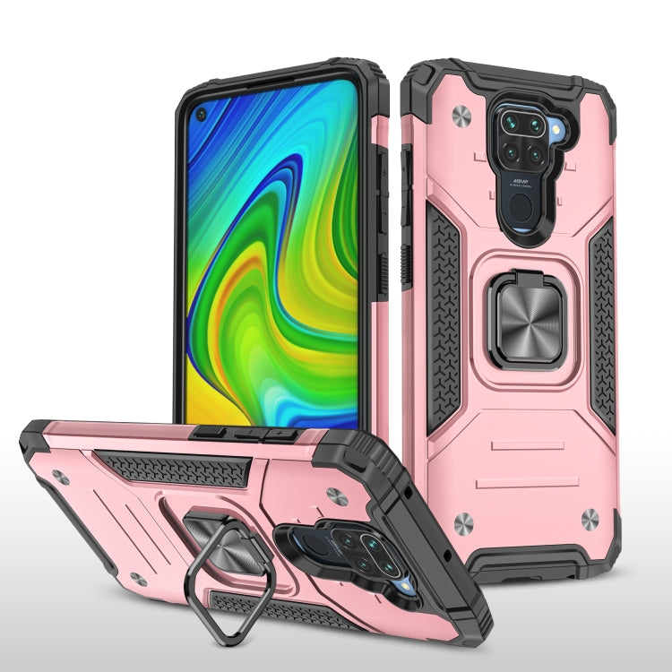 For Xiaomi Redmi Note 9 Magnetic Armor Shockproof TPU + PC Case with Metal Ring Holder