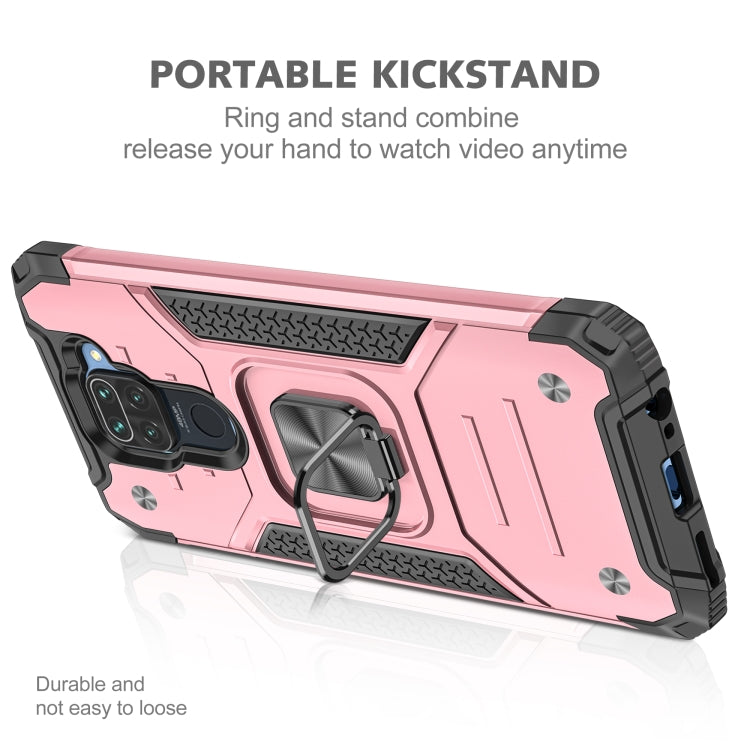 For Xiaomi Redmi Note 9 Magnetic Armor Shockproof TPU + PC Case with Metal Ring Holder