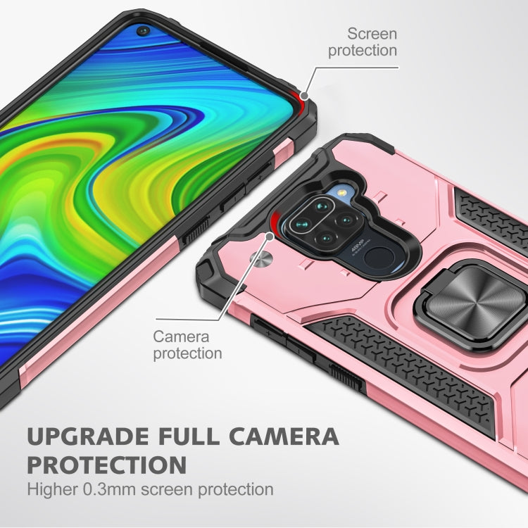 For Xiaomi Redmi Note 9 Magnetic Armor Shockproof TPU + PC Case with Metal Ring Holder
