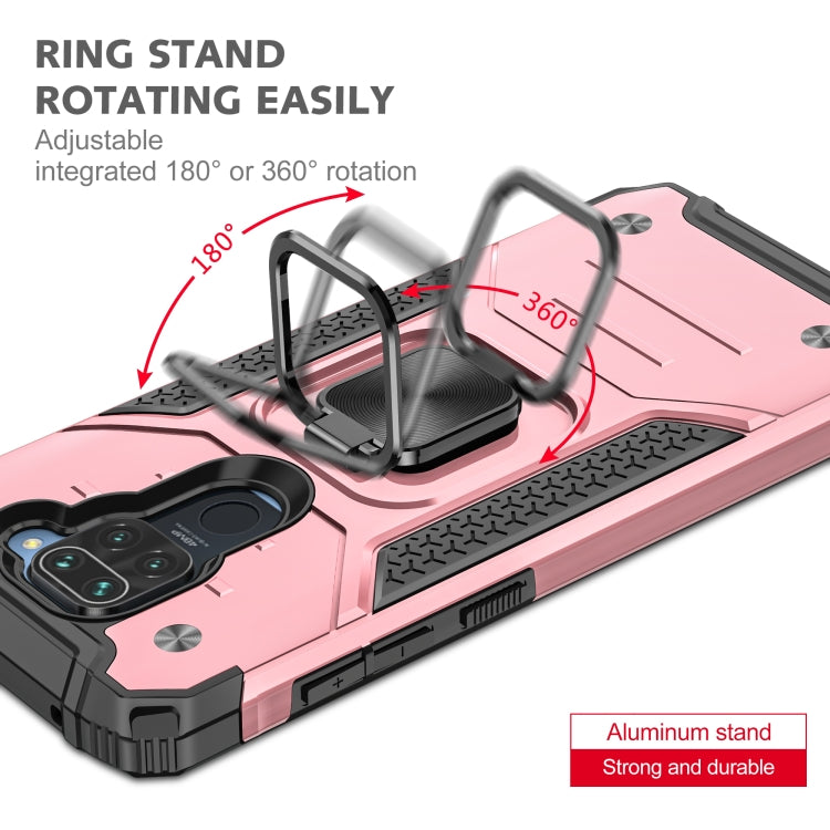 For Xiaomi Redmi Note 9 Magnetic Armor Shockproof TPU + PC Case with Metal Ring Holder