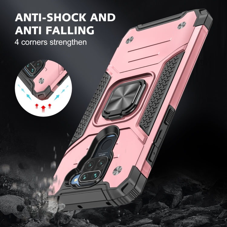 For Xiaomi Redmi Note 9 Magnetic Armor Shockproof TPU + PC Case with Metal Ring Holder