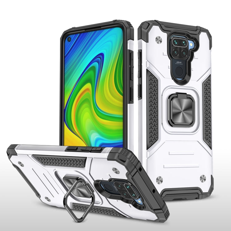 For Xiaomi Redmi Note 9 Magnetic Armor Shockproof TPU + PC Case with Metal Ring Holder
