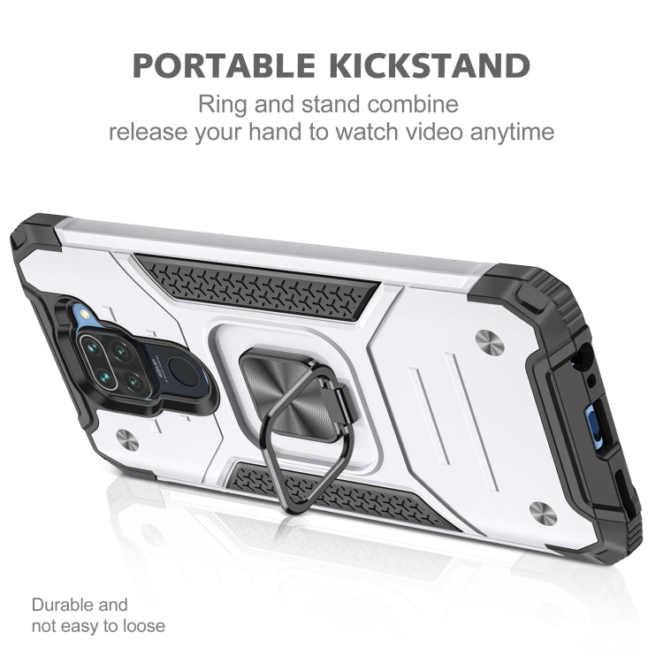 For Xiaomi Redmi Note 9 Magnetic Armor Shockproof TPU + PC Case with Metal Ring Holder