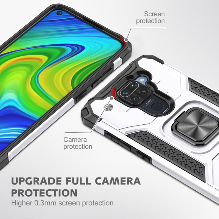 For Xiaomi Redmi Note 9 Magnetic Armor Shockproof TPU + PC Case with Metal Ring Holder