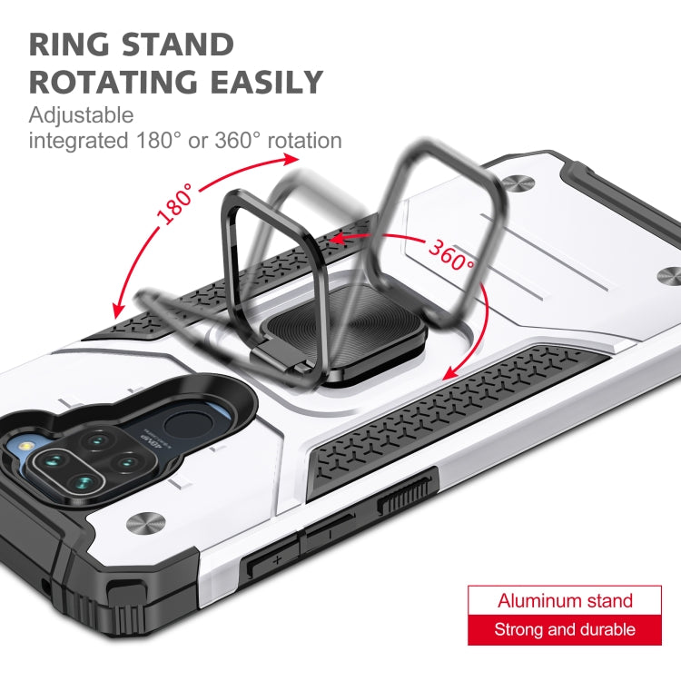 For Xiaomi Redmi Note 9 Magnetic Armor Shockproof TPU + PC Case with Metal Ring Holder