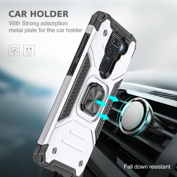For Xiaomi Redmi Note 9 Magnetic Armor Shockproof TPU + PC Case with Metal Ring Holder