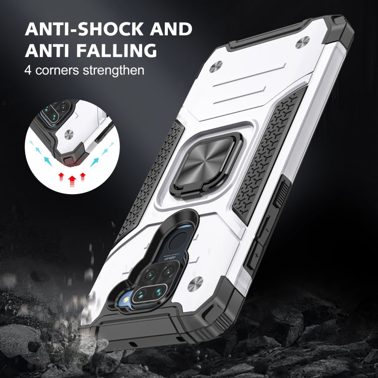 For Xiaomi Redmi Note 9 Magnetic Armor Shockproof TPU + PC Case with Metal Ring Holder