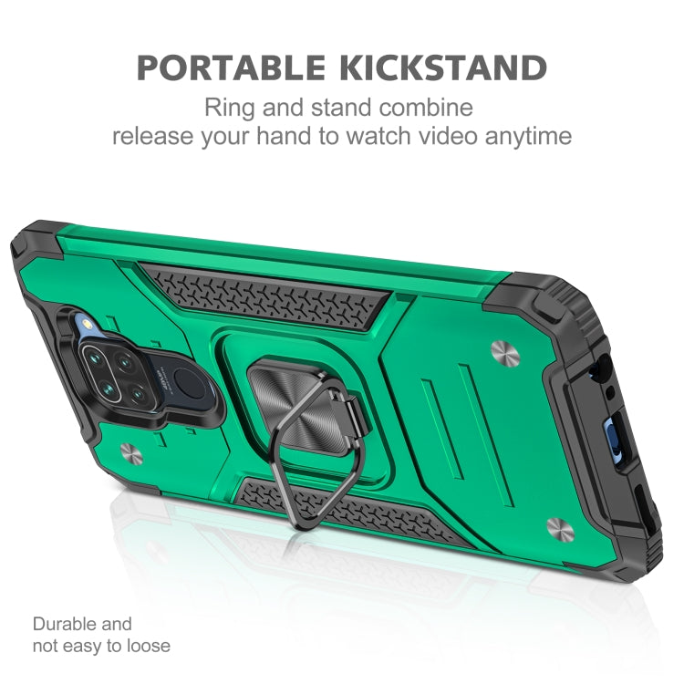 For Xiaomi Redmi Note 9 Magnetic Armor Shockproof TPU + PC Case with Metal Ring Holder