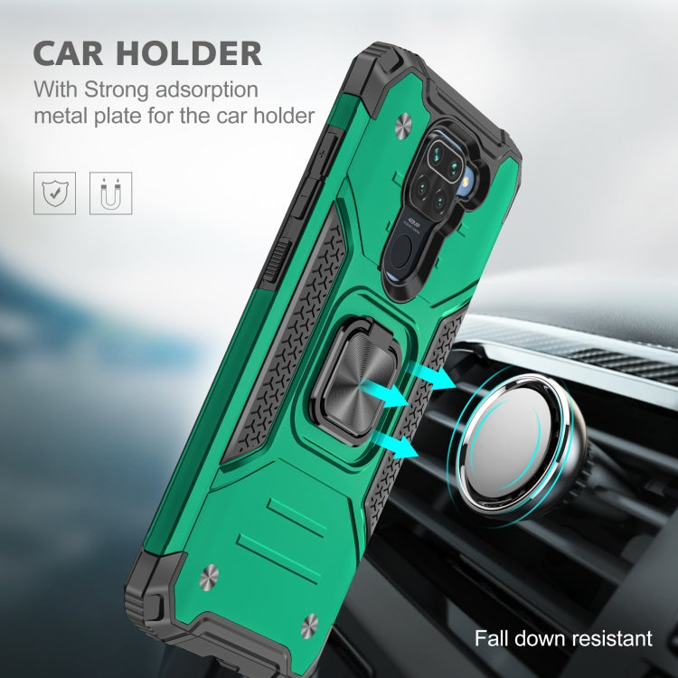 For Xiaomi Redmi Note 9 Magnetic Armor Shockproof TPU + PC Case with Metal Ring Holder