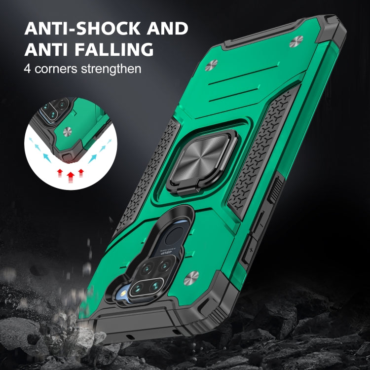 For Xiaomi Redmi Note 9 Magnetic Armor Shockproof TPU + PC Case with Metal Ring Holder