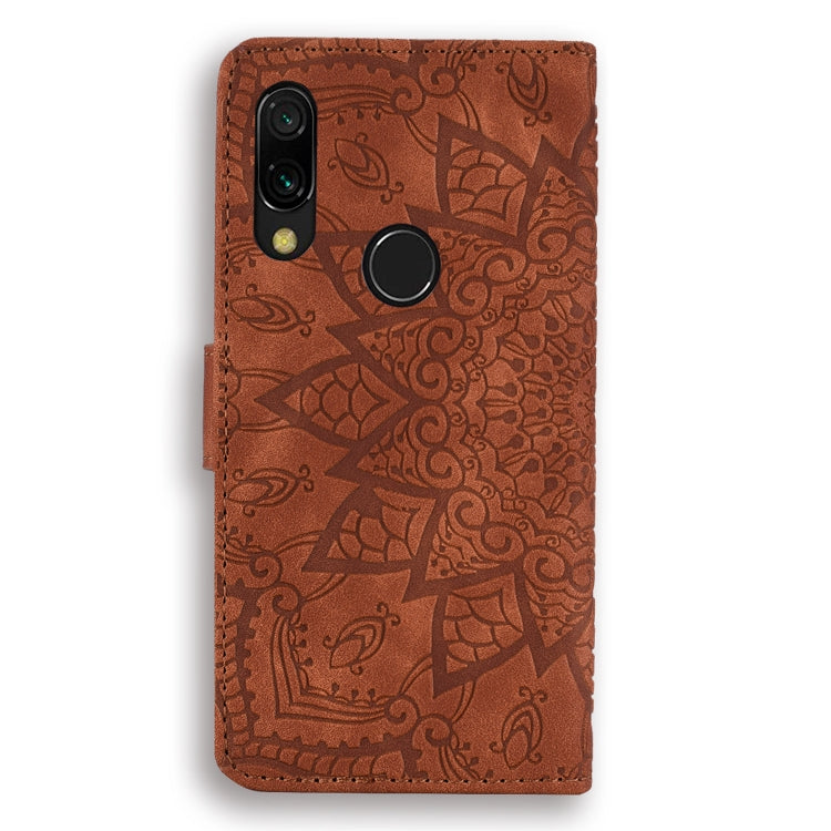 For Xiaomi Redmi 7 / Redmi Y3 Calf Pattern Mandala Double Folding Design Embossed Leather Case with Wallet & Holder & Card Slots