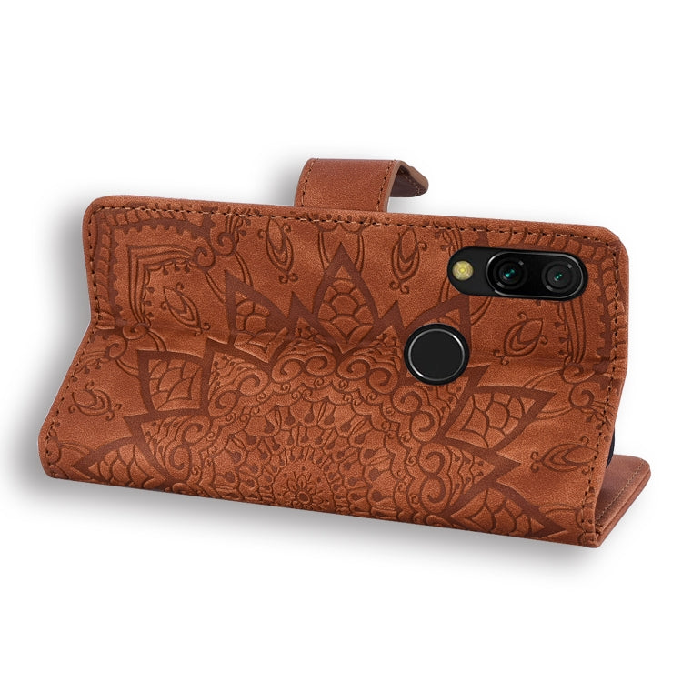 For Xiaomi Redmi 7 / Redmi Y3 Calf Pattern Mandala Double Folding Design Embossed Leather Case with Wallet & Holder & Card Slots