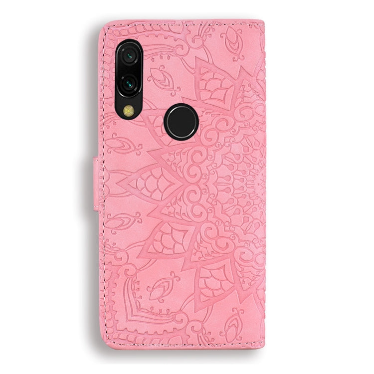 For Xiaomi Redmi 7 / Redmi Y3 Calf Pattern Mandala Double Folding Design Embossed Leather Case with Wallet & Holder & Card Slots
