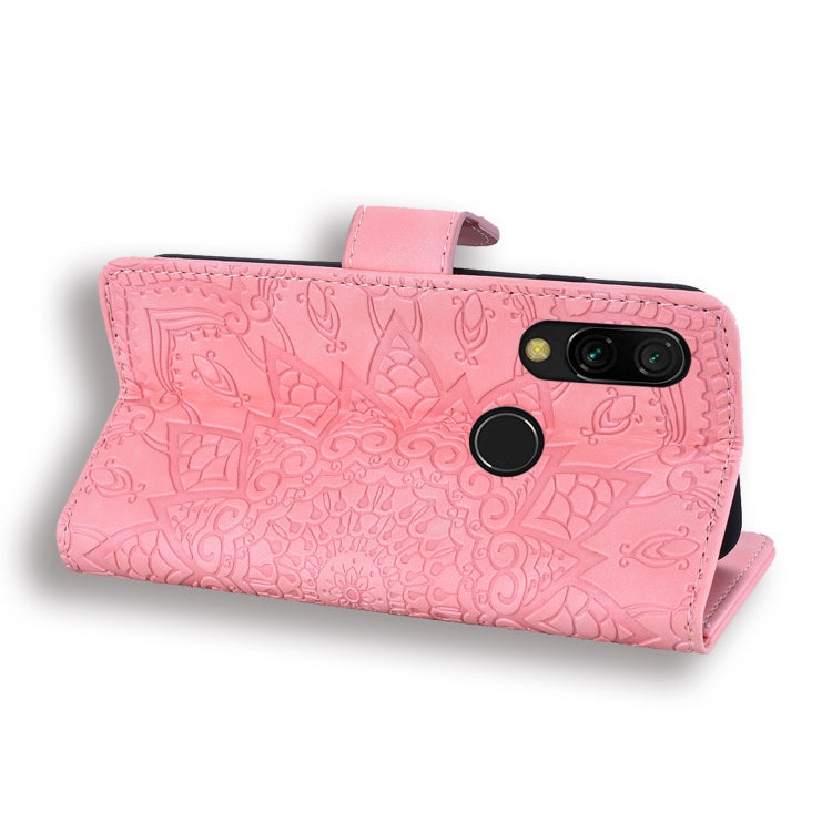 For Xiaomi Redmi 7 / Redmi Y3 Calf Pattern Mandala Double Folding Design Embossed Leather Case with Wallet & Holder & Card Slots