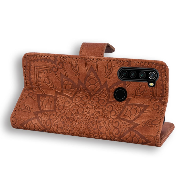For Xiaomi Redmi Note 8 Calf Pattern Mandala Double Folding Design Embossed Leather Case with Wallet & Holder & Card Slots