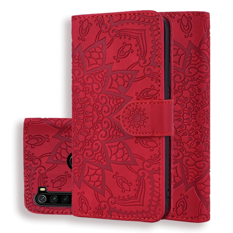 For Xiaomi Redmi Note 8 Calf Pattern Mandala Double Folding Design Embossed Leather Case with Wallet & Holder & Card Slots