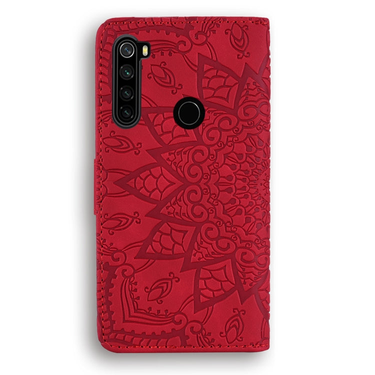 For Xiaomi Redmi Note 8 Calf Pattern Mandala Double Folding Design Embossed Leather Case with Wallet & Holder & Card Slots