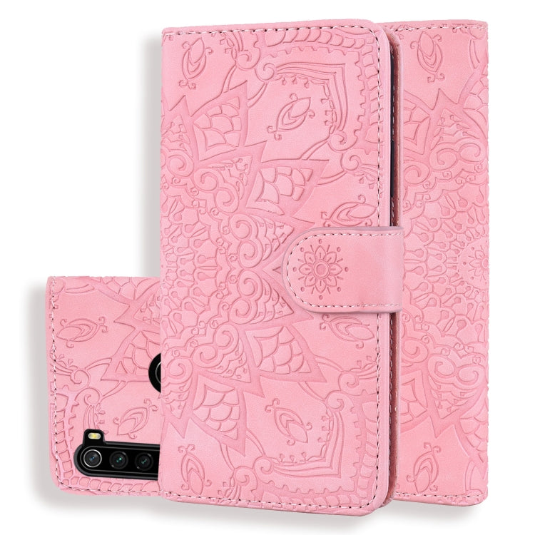 For Xiaomi Redmi Note 8 Calf Pattern Mandala Double Folding Design Embossed Leather Case with Wallet & Holder & Card Slots