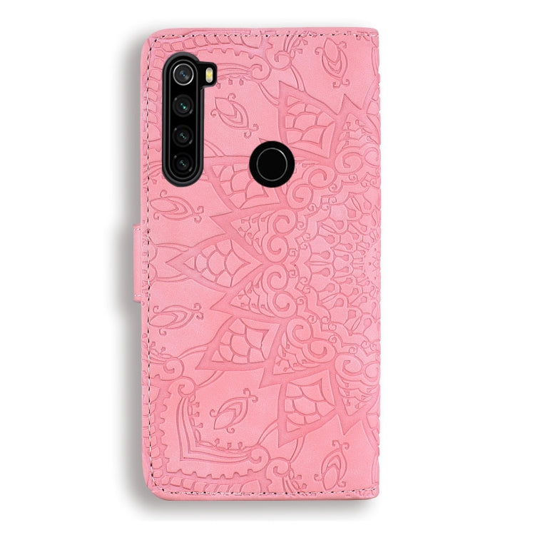 For Xiaomi Redmi Note 8 Calf Pattern Mandala Double Folding Design Embossed Leather Case with Wallet & Holder & Card Slots