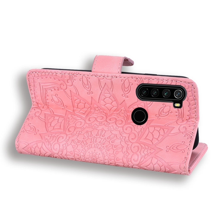 For Xiaomi Redmi Note 8 Calf Pattern Mandala Double Folding Design Embossed Leather Case with Wallet & Holder & Card Slots