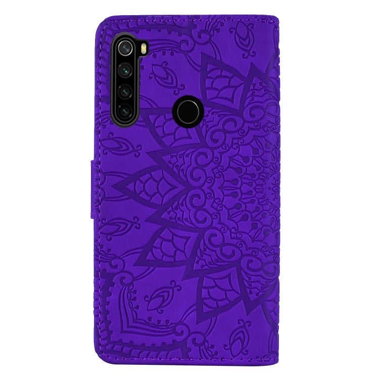 For Xiaomi Redmi Note 8 Calf Pattern Mandala Double Folding Design Embossed Leather Case with Wallet & Holder & Card Slots
